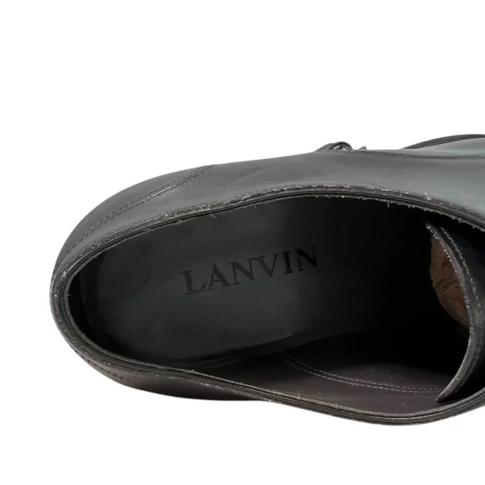 Lanvin Classic Black Leather Derby Shoes High Sheen UK Men's $890 Size 6, US 7M